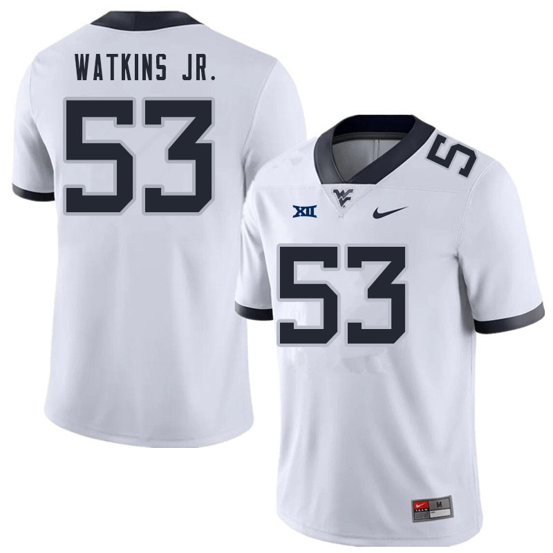 Men #53 Eddie Watkins Jr. West Virginia Mountaineers College Football Jerseys Sale-White - Click Image to Close